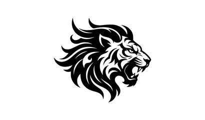 Obraz premium Black Tiger Head Silhouette Logo and Mythical Animal Emblem