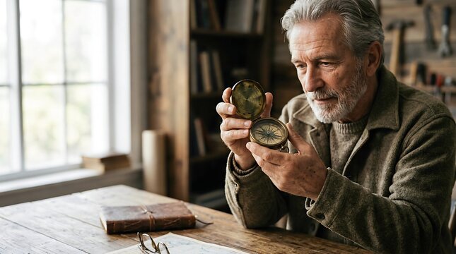 man with compass