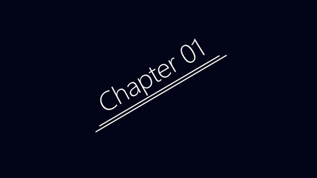 Chapter 01 Title page text Educational literature book chapter on black background 4k video