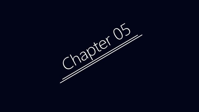 Chapter 05 Title page text Educational literature book chapter on black background 4k video