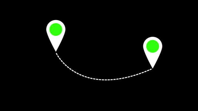 Location tracker pin pointer with radio waves target place fix place location pointer position location tracking animated on black background.