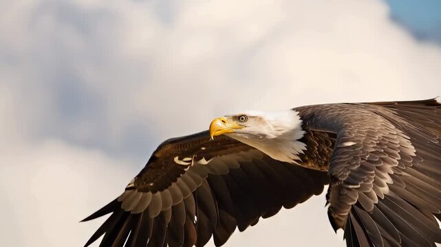Majestic bird of prey soaring high in clear blue sky with wide wingspan and effortless glide