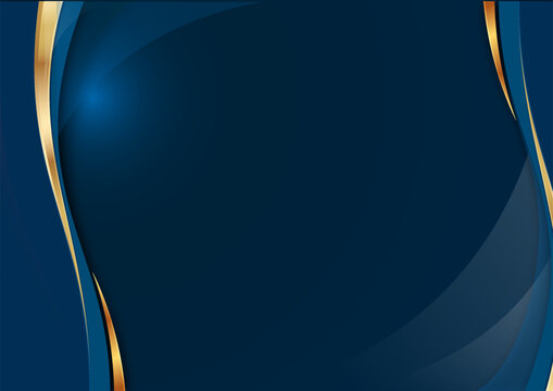 luxury corporate background vector design with a glamorous dark navy blue and gold curve
