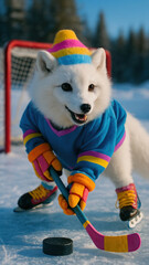 Fototapeta premium Playful fox hockey scene