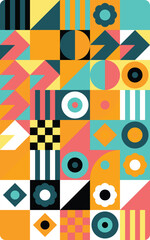 Obraz premium Abstract geometric pattern with colorful shapes and modern retro style Vector