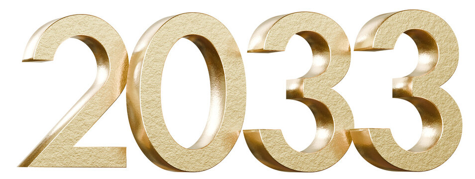 Gold 3D render of the year 2033