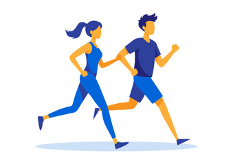 Fototapeta premium man and woman running vector illustration