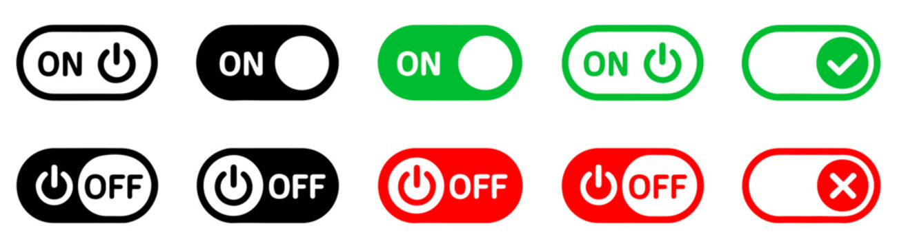 green red toggle switch icon set