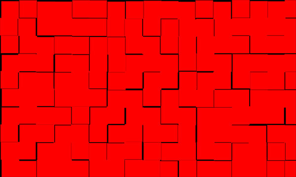 Abstract red background with rectangular grid geometric blocks.
