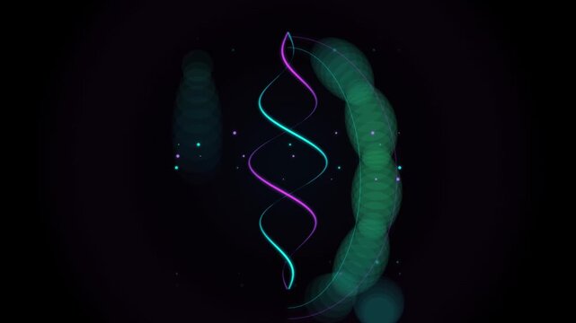 Glowing Colorful Neon Atom Structure with Spinning Orbiting Electrons