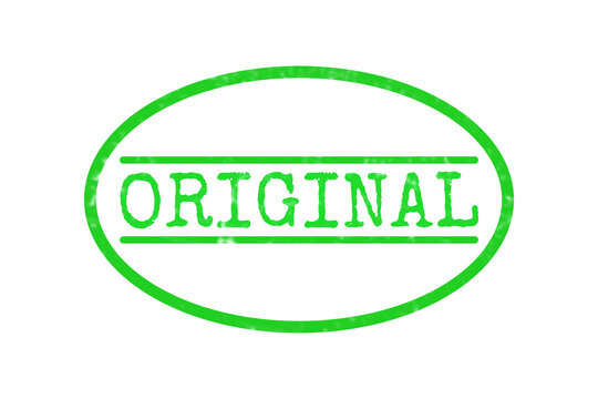 Green oval stamp with the word original written inside for business documents and authentic product labels