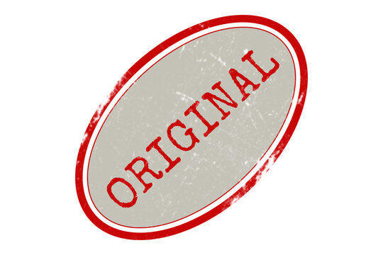 Red original rubber stamp seal oval shape with grunge texture for authentic product certification and label
