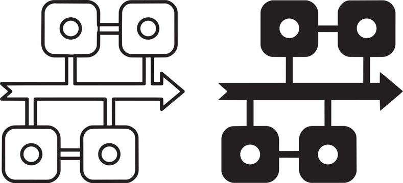 Art & Illustration, Branching organizational flowchart diagram with connection nodes representing timeline workflow structure.