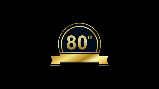 80th anniversary loop on alpha channel transparent background