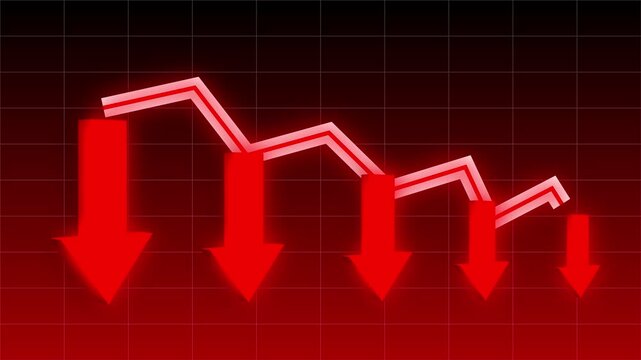 Market crash and bearish trend with red falling arrows