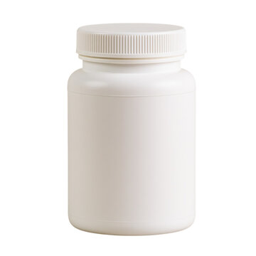 Empty white bottle container isolated on transparent background PNG element