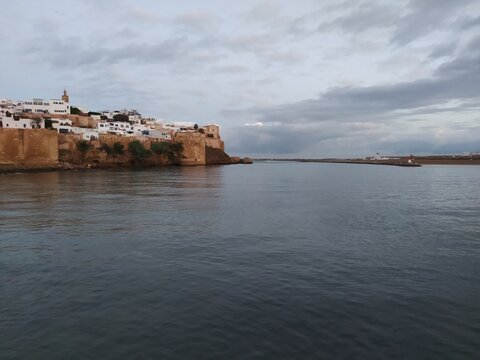 Kasbah of the Udayas fortress walls overlooking Bou Regreg river in Rabat, Morocco