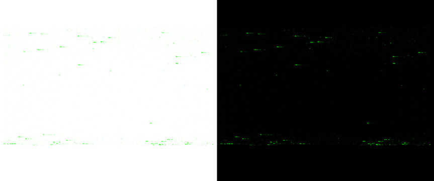 Minimalist digital noise texture on split background, abstract green static glitch pattern, subtle electronic signal interference for overlay design