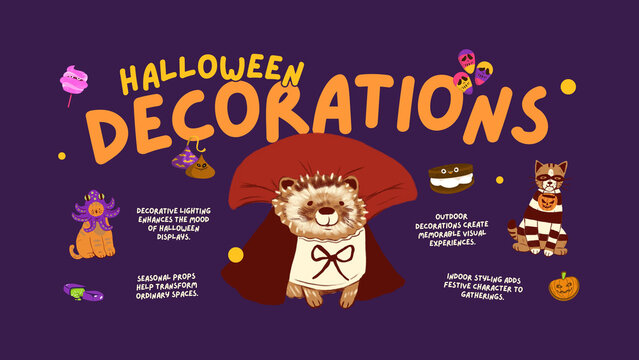 Purple and Orange Illustrated Halloween Presentation