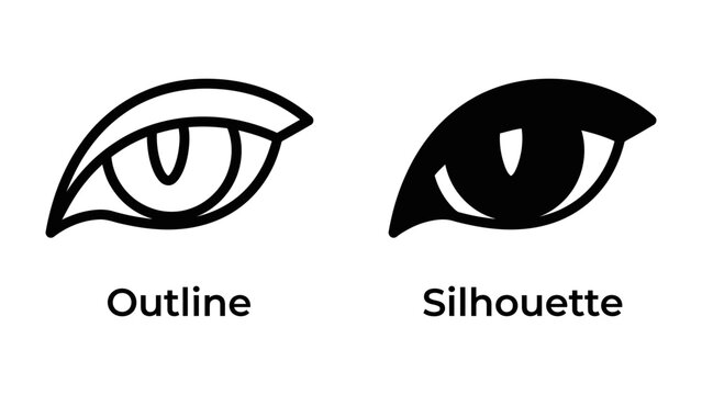 Eye Symbol: A pair of stylized eyes, one depicted in outline and the other as a silhouette, representing observation, vision, and perception.
