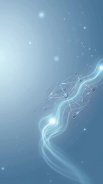 Premium AI Neural Network Technology Background with Flowing Light Ribbons