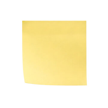 Yellow sticky note paper with curved corner isolated