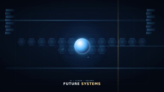 Hexagonal HUD Scanning Field Futuristic AI Technology Background Loop 4K