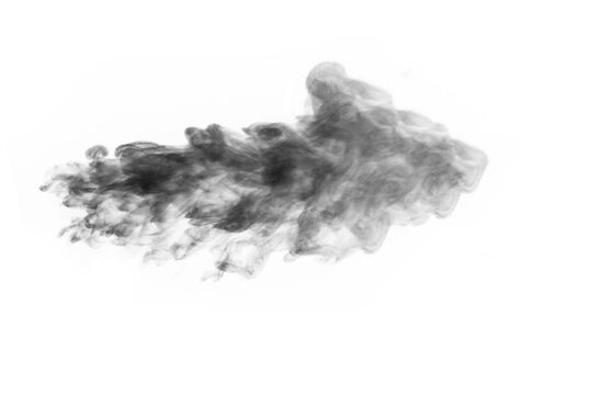 Black gas steam smoke on white background. Figured smoke on a white background. Abstract smoke background, design element, for overlay on pictures