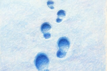 Naklejka premium Footprints in fresh snow art.