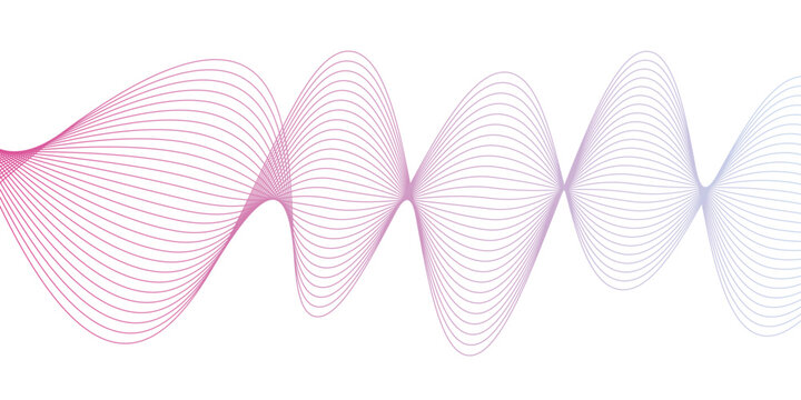 Abstract wavy line soundwave background in pastel pink violet gradient colors with flowing vector curve element for modern audio music graphic design