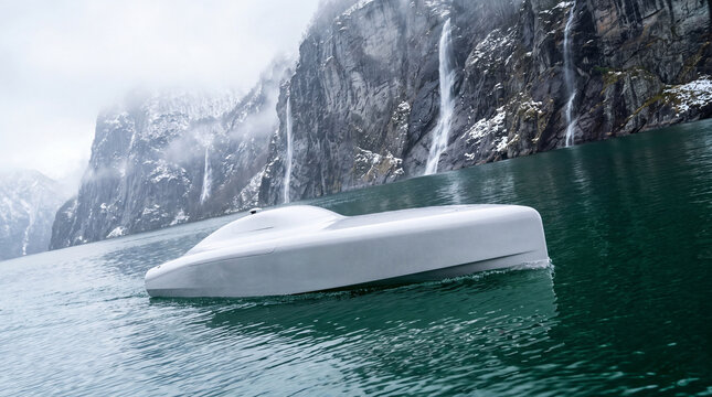 Autonomous ASV Vessel Navigating Past Glacial Fjords In Norway