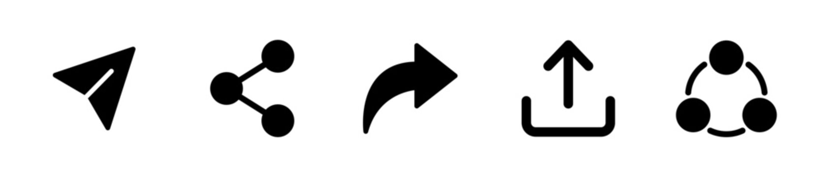 Black share and send icons set