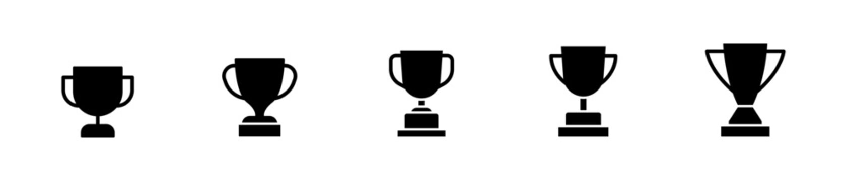 Black trophy cup award icons set