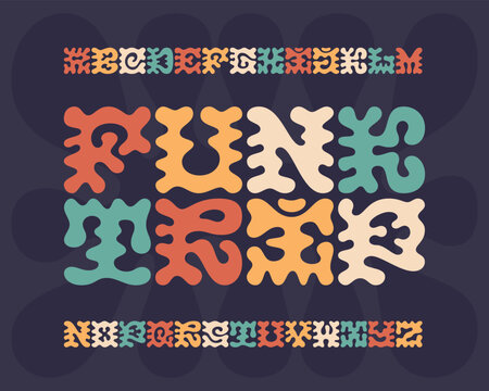 Funk Trip font set with colorful letters in retro hippie style
