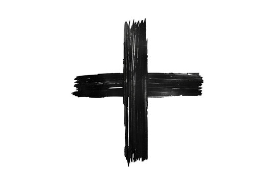 Thin black painted plus symbol