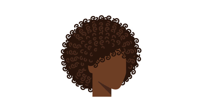 Isolated illustration of a persons head with curly hair