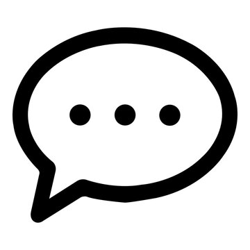 Minimalist speech bubble icon, black outline chat symbol with ellipsis, digital communication and messaging vector element
