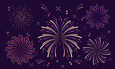 Fototapeta premium Minimal Fireworks Burst Set, Simple Celebration Decorative Elements