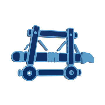 Isolated 3d rendered blue catapult siege weapon icon on white background transparent background