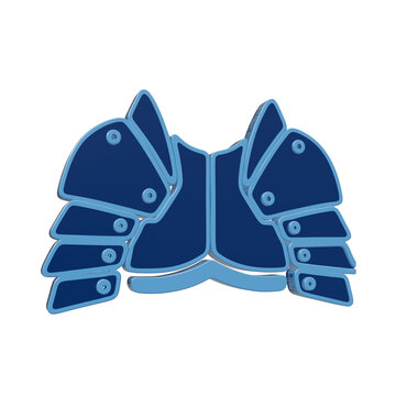 Isolated 3d rendered stylized metallic shoulder pauldrons piece of fantasy armor transparent background