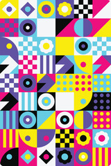Obraz premium Abstract geometric pattern with colorful shapes and vibrant squares Vector