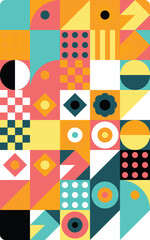 Obraz premium Abstract geometric pattern with colorful shapes and modern retro style Vector