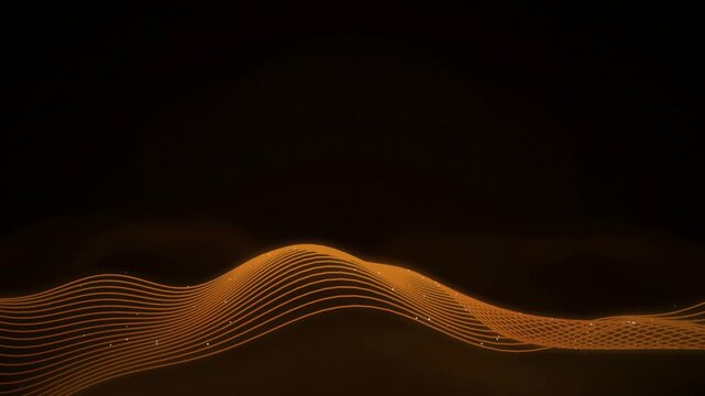 Orange glowing undulating wave lines seamless loop motion background