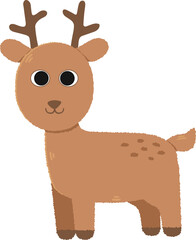 Fototapeta premium Sweet Little Christmas Reindeer features a small adorable reindeer with gentle antlers, a red nose, and a soft festive expression 