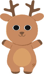 Fototapeta premium Cute Little Christmas Reindeer features a small cheerful reindeer with gentle antlers, a friendly expression, and a charming festive appearance 