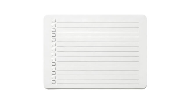 Blank to do checklist note with checkboxes isolated on transparent background