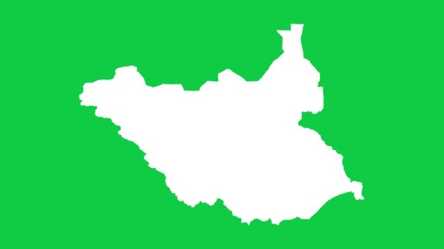 South Sudan wiggle animation map loop green background