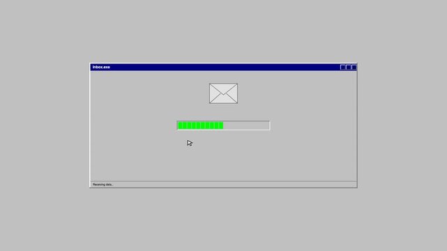 Retro Computer Window Loading Email Data Animation