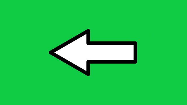Simple arrow pointing left on green screen