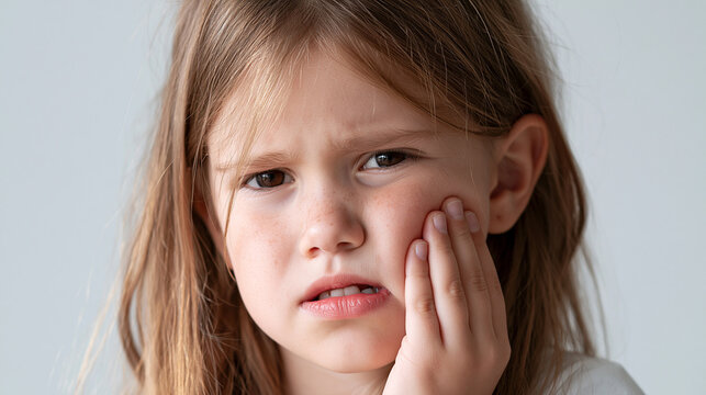 Portrait of a child with toothache
